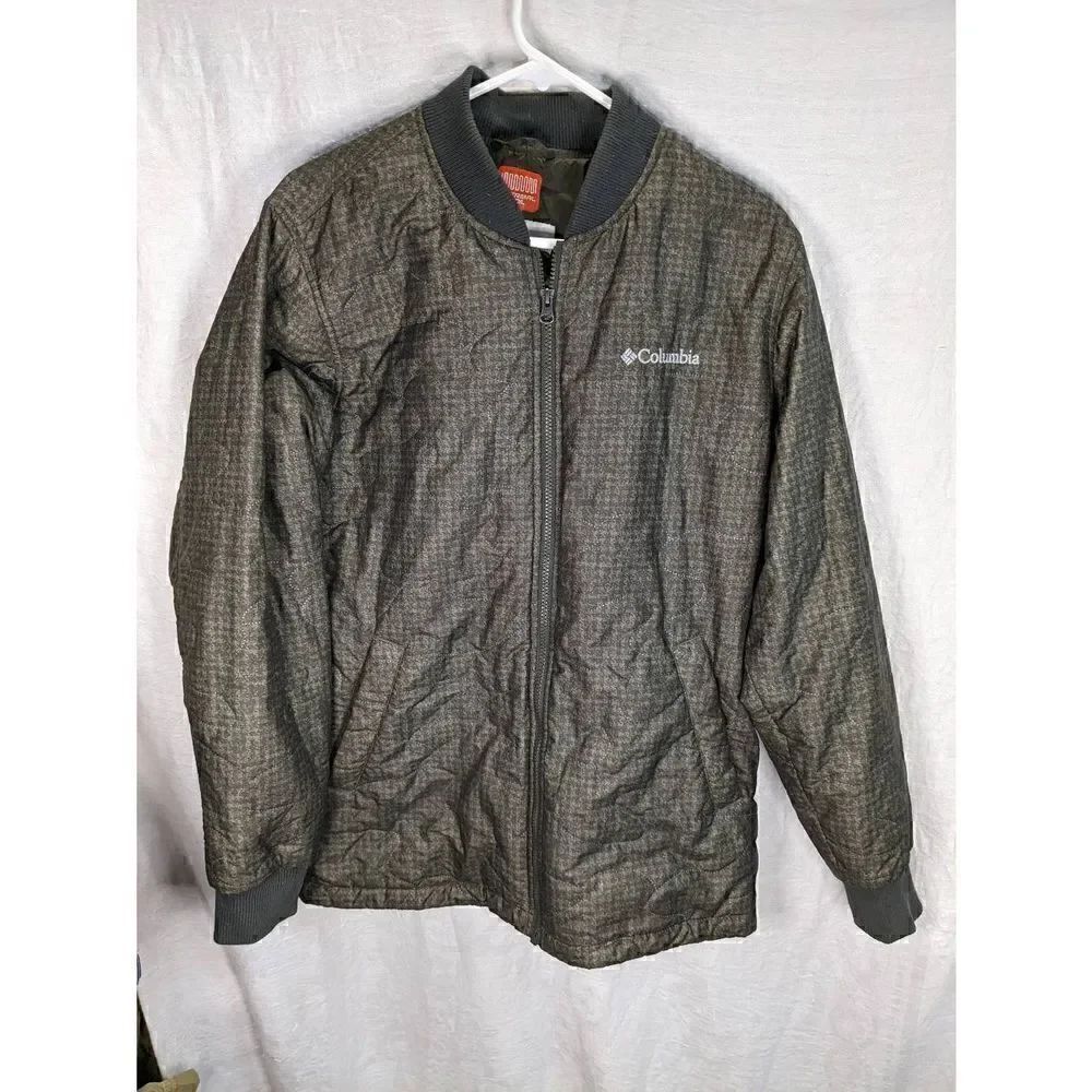 Columbia Mens Jacket Coat ThemalCoil Baseball M Medium Green Houndstooth